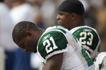 OAKLAND, CA - SEPTEMBER 25: LaDainian Tomlinson #21 of the New York Jets looks on near the end of the game against the Oakland Raiders at O.co Coliseum on September 25, 2011 in Oakland, California.  (Photo by Jed Jacobsohn/Getty Images)