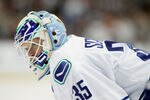 ANAHEIM, CA - NOVEMBER 11:  Goaltender Cory Schneider #35 of the Vancouver Canucks looks on prior to the start of the game against the Anaheim Ducks at Honda Center on November 11, 2011 in Anaheim, California.  (Photo by Jeff Gross/Getty Images)