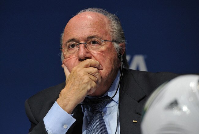 ZURICH, SWITZERLAND - OCTOBER 21:  FIFA president, Sepp Blatter looks on during a press conference held after the FIFA Executive Committee Meeting at the FIFA headquarters on October 21, 2011 in Zurich, Switzerland. During this third meeting of the year, held on two days, the FIFA Executive Committee has approved the match schedules for the FIFA Confederations Cup Brazil 2013 and the 2014 FIFA World Cup Brazil.  (Photo by Harold Cunningham/Getty Images)
