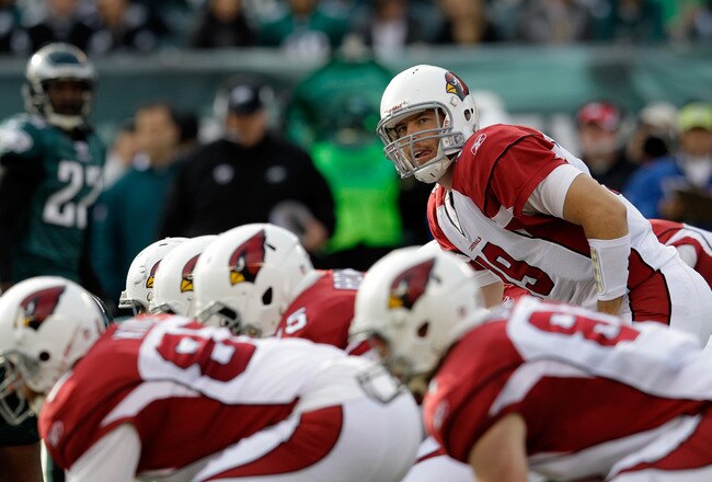 PHILADELPHIA, PA - NOVEMBER 13:  John Skelton #19 of the Arizona Cardinals under center against the Philadelphia Eagles at Lincoln Financial Field on November 13, 2011 in Philadelphia, Pennsylvania.  The Cardinals won 21-17. (Photo by Rob Carr/Getty Images)