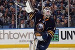 BUFFALO, NY - NOVEMBER 11:  Jhonas Enroth #1 of the Buffalo Sabres skates against the Ottawa Senators at the First Niagara Center on November 11, 2011 in Buffalo, New York.  (Photo by Bruce Bennett/Getty Images)