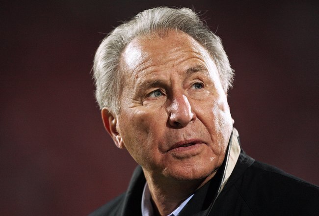 COLUMBUS, OH - OCTOBER 25: ESPN television personality Lee Corso watches the Ohio State Buckeyes play the Penn State Nittany Lions on October 25, 2008 at Ohio Stadium in Columbus, Ohio.  (Photo by Jamie Sabau/Getty Images)