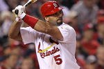 ST LOUIS, MO - OCTOBER 28: Albert Pujols #5 of the St. Louis Cardinals bats during Game Seven of the MLB World Series against the Texas Rangers at Busch Stadium on October 28, 2011 in St Louis, Missouri.  (Photo by Jamie Squire/Getty Images)