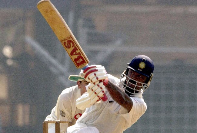 18 Nov 2001:  Vinod Kambli of India hits out on his way to a century during the Indian Presidents XI v England match at the Wankhede stadium, Mumbai, India. DIGITAL IMAGE. Mandatory Credit: Tom Shaw/ALLSPORT