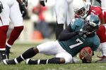 PHILADELPHIA, PA - NOVEMBER 13: Michael Vick #7 of the Philadelphia Eagles is tackled by Richard Marshall #31 of the Arizona Cardinals during a game at Lincoln Financial Field on November 13, 2011 in Philadelphia, Pennsylvania. The Cardinals defeated the Eagles 21-17. (Photo by Rich Schultz /Getty Images)
