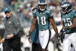 PHILADELPHIA, PA - NOVEMBER 13: Jeremy Maclin #18 of the Philadelphia Eagles walks off the field with LeSean McCoy #25 after Maclin was injured on a play against the Arizona Cardinals during a game at Lincoln Financial Field on November 13, 2011 in Philadelphia, Pennsylvania. The Cardinals defeated the Eagles 21-17. (Photo by Rich Schultz /Getty Images)