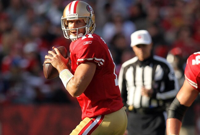 SAN FRANCISCO, CA - NOVEMBER 13:  Alex Smith #11 of the San Francisco 49ers in action against the New York Giants at Candlestick Park on November 13, 2011 in San Francisco, California.  (Photo by Ezra Shaw/Getty Images)