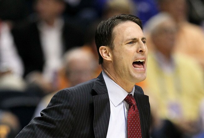NASHVILLE, TN - MARCH 11:  Head coach Darrin Horn of the South Carolina Gamecocks reacts against the Alabama Crimson Tide during the first round of the SEC Men's Basketball Tournament at the Bridgestone Arena on March 11, 2010 in Nashville, Tennessee.  (Photo by Andy Lyons/Getty Images)