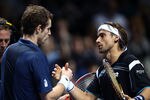 LONDON, ENGLAND - NOVEMBER 21:  Andy Murray of Great Britain greets David Ferrer of Spain after the the men's singles first round match during the Barclays ATP World Tour Finals at the O2 Arena on November 21, 2011 in London, England.  Ferrer won 6-4 7-5.  (Photo by Julian Finney/Getty Images)