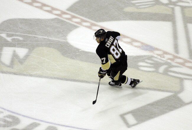 PITTSBURGH, PA - JANUARY 05:  Sidney Crosby #87 of the Pittsburgh Penguins skates during warmups prior to taking on the Tampa Bay Lightning on January 5, 2011 at Consol Energy Center in Pittsburgh, Pennsylvania.  (Photo by Justin K. Aller/Getty Images)
