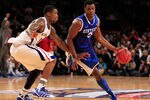 NEW YORK - NOVEMBER 15:  Terrence Jones #3 of the Kentucky Wildcats drives the ball against Thomas Robinson #0 of the Kansas Jayhawks during the 2011 State Farms Champions Classic at Madison Square Garden on November 15, 2011 in New York City.  (Photo by Chris Trotman/Getty Images)