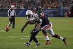 CHICAGO, IL - NOVEMBER 20:  Vincent Jackson #83 of the San Diego Chargers drops a pass under pressure from Charles Tillman #33 of the Chicago Bears at Soldier Field on November 20, 2011 in Chicago, Illinois. The Bears defeated the Chargers 31-20.  (Photo by Jonathan Daniel/Getty Images)