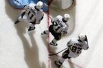 UNIONDALE, NY - FEBRUARY 16:  Sidney Crosby #87,Evgeni Malkin #71 and Jordan Staal #11 of the Pittsburgh Penguins warm up before playing the New York Islanders on February 16, 2009 at Nassau Coliseum in Uniondale, New York.  (Photo by Jim McIsaac/Getty Images)