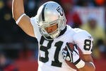 KANSAS CITY, MO - JANUARY 02:  Wide receiver Chaz Schilens #81 of the Oakland Raiders celebrates after a touchdown in a game against the Kansas City Chiefs at Arrowhead Stadium on January 2, 2011 in Kansas City, Missouri.  (Photo by Tim Umphrey/Getty Images)
