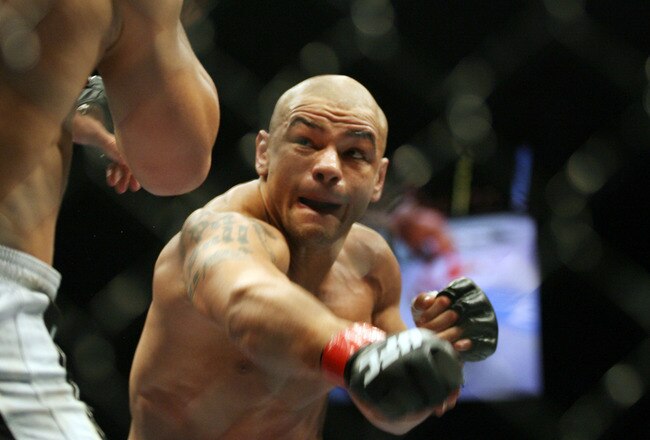 CHICAGO- OCTOBER 25:  Thiago Alves (R) fights Josh Koscheck in a Welterweight bout  at UFC's Ultimate Fight Night at Allstate Arena on October 25, 2008 in Chicago, Illinois. (Photo by Tasos Katopodis/Getty Images)