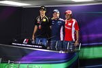 SAO PAULO, BRAZIL - NOVEMBER 24:  (L-R) Brazilian F1 drivers Bruno Senna of Renault, Rubens Barrichello of Williams and Felipe Massa of Ferrari pose for a group photograph at the drivers press conference during previews to the Brazilian Formula One Grand Prix at the Autodromo Jose Carlos Pace on November 24, 2011 in Sao Paulo, Brazil.  (Photo by Clive Mason/Getty Images)