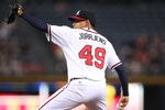 ATLANTA, GA - AUGUST 30:  PItcher Jair Jurrjens #49 of the Atlanta Braves throws a pitch during the game against the Washington Nationals during the game at Turner Field on August 30, 2011 in Atlanta, Georgia.  (Photo by Mike Zarrilli/Getty Images)