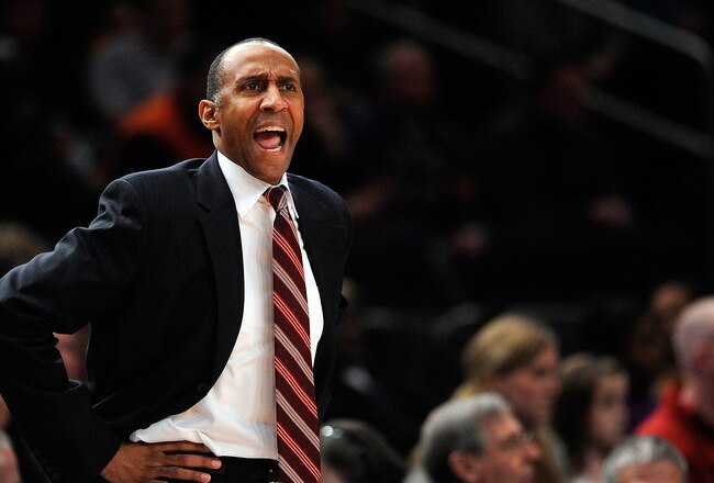 NEW YORK, NY - NOVEMBER 25:  Head coach Johnny Dawkins of the Stanford Cardinal reacts against the Syracuse Orange at the 2011 Dick's Sporting Goods NIT Season Tip-Off at Madison Square Garden on November 25, 2011 in New York City.  (Photo by Patrick McDermott/Getty Images)