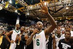 MIAMI, FL - OCTOBER 08:  (L-R) Chris Bosh, Dwyane Wade, and LeBron James address the fans during the South Florida All Star Classic at Florida International University on October 8, 2011 in Miami, Florida.  (Photo by Mike Ehrmann/Getty Images)