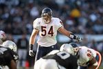 OAKLAND, CA - NOVEMBER 11: Brian Urlacher #54 of the Chicago Bears gets ready against the Oakland Raiders during an NFL game on November 11, 2007 at McAfee Coliseum in Oakland, California. (Photo by Jed Jacobsohn/Getty Images)