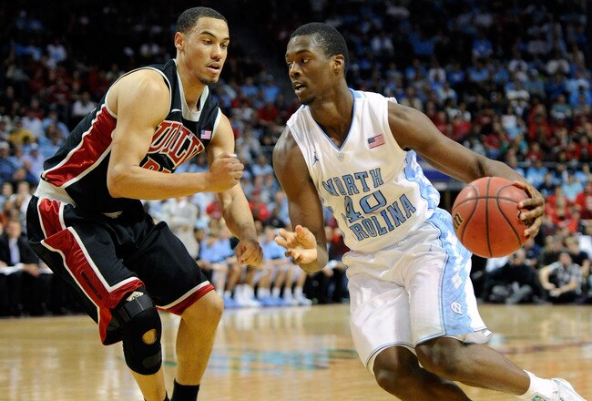 LAS VEGAS, NV - NOVEMBER 26:  Harrison Barnes #40 of the North Carolina Tar Heels drives against Chace Stanback #22 of the UNLV Rebels during the championship game of the Continental Tire Las Vegas Invitational at the Orleans Arena November 26, 2011 in Las Vegas, Nevada. UNLV won 90-80. (Photo by Ethan Miller/Getty Images)