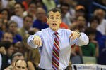 NEW ORLEANS, LA - MARCH 26:  Head coach Billy Donovan of the Florida Gators yells to his team during their game against the Butler Bulldogs in the Southeast regional final of the 2011 NCAA men's basketball tournament at New Orleans Arena on March 26, 2011 in New Orleans, Louisiana.  (Photo by Streeter Lecka/Getty Images)