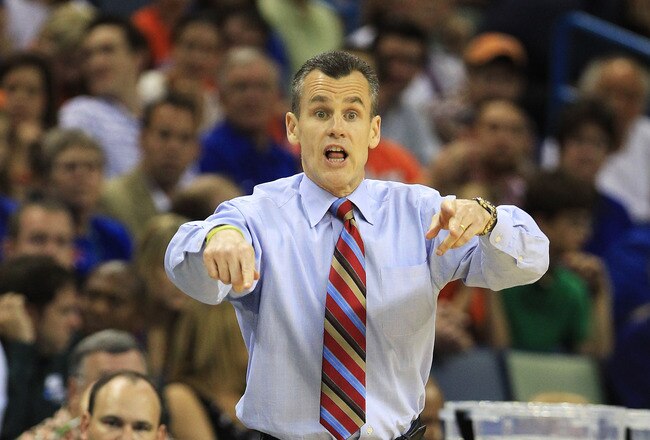 NEW ORLEANS, LA - MARCH 26:  Head coach Billy Donovan of the Florida Gators yells to his team during their game against the Butler Bulldogs in the Southeast regional final of the 2011 NCAA men's basketball tournament at New Orleans Arena on March 26, 2011 in New Orleans, Louisiana.  (Photo by Streeter Lecka/Getty Images)