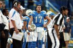 SAN DIEGO, CA - NOVEMBER 27:  Quarterback Philip Rivers #17 of  the San Diego Chargers looks on from the sidelines after having to kick the ball to the Denver Broncos during their NFL Game on November 27, 2011 at Qualcomm Stadium in San Diego, California. The Broncos won 16-13 in overtime. (Photo by Donald Miralle/Getty Images)