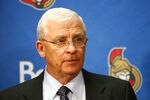 OTTAWA, ON - FEBRUARY 15:  Ottawa Senators GM Bryan Murray informs the media that Chris Kelly #22 of the Ottawa Senators has been traded to the Boston Bruins after a game against the New York Islanders at Scotiabank Place on February 15, 2011 in Ottawa, Ontario, Canada.  (Photo by Phillip MacCallum/Getty Images)