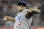 SAN DIEGO, CA - SEPTEMBER 27:  Matt Garza #17 of the Chicago Cubs pitches during the first inning of a baseball game against the San Diego Padres at Petco Park on September 27, 2011 in San Diego, California.  (Photo by Denis Poroy/Getty Images)
