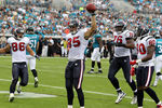 JACKSONVILLE, FL - NOVEMBER 27:  Joel Dreessen #85 of the Houston Texans celebrates following a touchdown during the game against the Jacksonville Jaguars at EverBank Field on November 27, 2011 in Jacksonville, Florida.  (Photo by Sam Greenwood/Getty Images)