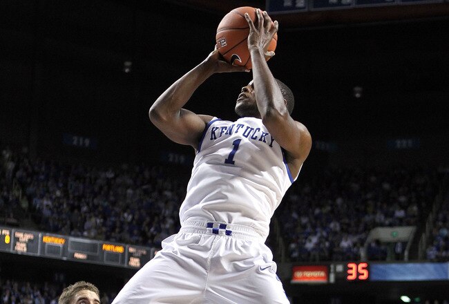 LEXINGTON, KY - NOVEMBER 26:  Darius Miller#1 of the Kentucky Wildcats shoots the ball during the game against the Portland Pilots at Rupp Arena on November 26, 2011 in Lexington, Kentucky.  (Photo by Andy Lyons/Getty Images)