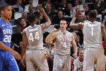 COLUMBUS, OH - NOVEMBER 29: Aaron Craft #4 of the Ohio State Buckeyes celebrates against the Duke Blue Devils during first half action at Value City Arena on November 29, 2011 in Columbus, Ohio. (Photo by Joe Robbins/Getty Images)