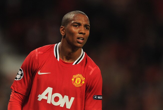 MANCHESTER, ENGLAND - SEPTEMBER 27:  Ashley Young of Manchester United looks on during the UEFA Champions League Group C match between Manchester United and FC Basel at Old Trafford on September 27, 2011 in Manchester, England.  (Photo by Michael Regan/Getty Images)