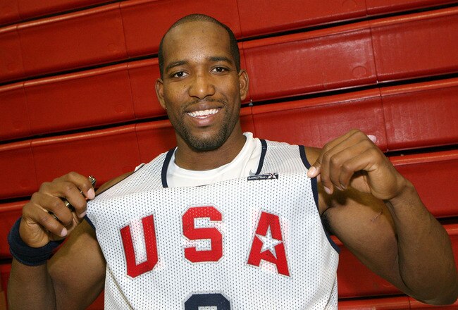 LAS VEGAS - JULY 24:  Michael Redd #8 of the USA Basketball Men's Senior National Team poses after a practice at Valley High School June 24, 2008 in Las Vegas, Nevada.  (Photo by Ethan Miller/Getty Images)