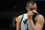 MINNEAPOLIS, MN - APRIL 1: Kevin Love #42 of the Minnesota Timberwolves reacts to a foul during the second half of a basketball game against the Miami Heat at Target Center on April 1, 2011 in Minneapolis, Minnesota. Heat defeated the Timberwolves 111- 92. NOTE TO USER: User expressly acknowledges and agrees that, by downloading and or using this Photograph, user is consenting to the terms and conditions of the Getty Images License Agreement.  (Photo by Hannah Foslien /Getty Images)