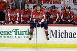 WASHINGTON, DC - DECEMBER 01:  Alex Ovechkin #8 of the Washington Capitals sits on the boards during a timeout in the third period against the Pittsburgh Penguins at Verizon Center on December 1, 2011 in Washington, DC.  (Photo by Rob Carr/Getty Images)