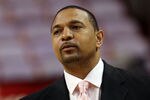 MIAMI, FL - JUNE 02:  ESPN NBA analyst Mark Jackson looks on before Game Two of the 2011 NBA Finals at American Airlines Arena between the Miami Heat and the Dallas Mavericks on June 2, 2011 in Miami, Florida. NOTE TO USER: User expressly acknowledges and agrees that, by downloading and/or using this Photograph, user is consenting to the terms and conditions of the Getty Images License Agreement.  (Photo by Ronald Martinez/Getty Images)