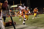 AMES, IA - NOVEMBER 18:  Justin Blackmon #81 of the Oklahoma State Cowboys tries to stay in bounds against the Iowa State Cyclones at Jack Trice Stadium November 18, 2011 in Ames, Iowa.  (Photo by Reese Strickland/Getty Images)