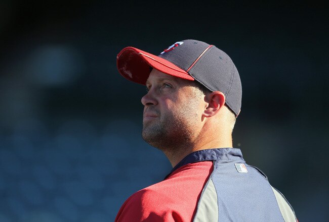 ANAHEIM, CA - SEPTEMBER 03:  Michael Cuddyer #5 of the Minnesota Twins looks on prior to the start of the game against the Los Angeles Angels of Anaheim at Angel Stadium of Anaheim on September 3, 2011 in Anaheim, California.  (Photo by Jeff Gross/Getty Images)