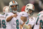 ARLINGTON, TX - NOVEMBER 24:   Matt Moore #8 of the Miami Dolphins during the Thanksgiving Day game at Cowboys Stadium on November 24, 2011 in Arlington, Texas.  (Photo by Ronald Martinez/Getty Images)