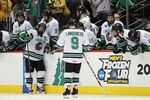 ST. PAUL, MN - APRIL 07:  The North Dakota Fighting Sioux watch as the Michigan Wolverines celebrate the win after the semifinals of the 2011 NCAA Men's Frozen Four on April 7, 2011 at the Xcel Energy Center in St. Paul, Minnesota. The Michigan Wolverines defeated the North Dakota Fighting Sioux 2-0.  (Photo by Elsa/Getty Images)