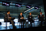 NEW YORK, NY - SEPTEMBER 27:  (R-L) NFL Commissioner Roger Goodell, MLS Commissioner Don Garber and NHL Commissioner Gary Bettman speak to attendees during 'Sports Teams for Social Change,' hosted by Beyond Sport United on September 27, 2011 at Yankee Stadium in the Bronx borough of New York City.  (Photo by Mike Stobe/Getty Images)