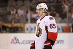 DALLAS, TX - DECEMBER 01:  Erik Karlsson #65 of the Ottawa Senators at American Airlines Center on December 1, 2011 in Dallas, Texas.  (Photo by Ronald Martinez/Getty Images)