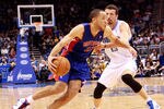 ORLANDO, FL - JANUARY 24:  Tayshaun Prince #22 of the Detroit Pistons drives against Hedo Turkoglu #15 of the Orlando Magic during the game at Amway Arena on January 24, 2011 in Orlando, Florida.  NOTE TO USER: User expressly acknowledges and agrees that, by downloading and or using this Photograph, user is consenting to the terms and conditions of the Getty Images License Agreement.  (Photo by Sam Greenwood/Getty Images)
