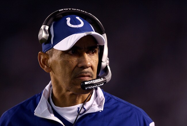 SAN DIEGO, CA - NOVEMBER 23:   Head Coach Tony Dungy of the Indianapolis Colts looks on during their NFL Game at Qualcomm Stadium on November 23, 2008 in San Diego, California.  (Photo by Donald Miralle/Getty Images)
