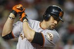 PHOENIX, AZ - SEPTEMBER 24:  Carlos Beltran #15 of the San Francisco Giants warms up in the on-deck circle during action against the Arizona Diamondbacks in a Major League Baseball game at Chase Field on September 24, 2011 in Phoenix, Arizona.  (Photo by Ralph Freso/Getty Images)