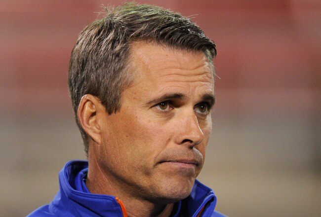 LAS VEGAS, NV - NOVEMBER 05:  Head coach Chris Petersen of the Boise State Broncos appears on the field before his team's game against the UNLV Rebels at Sam Boyd Stadium November 5, 2011 in Las Vegas, Nevada. Boise State won 48-21.  (Photo by Ethan Miller/Getty Images)