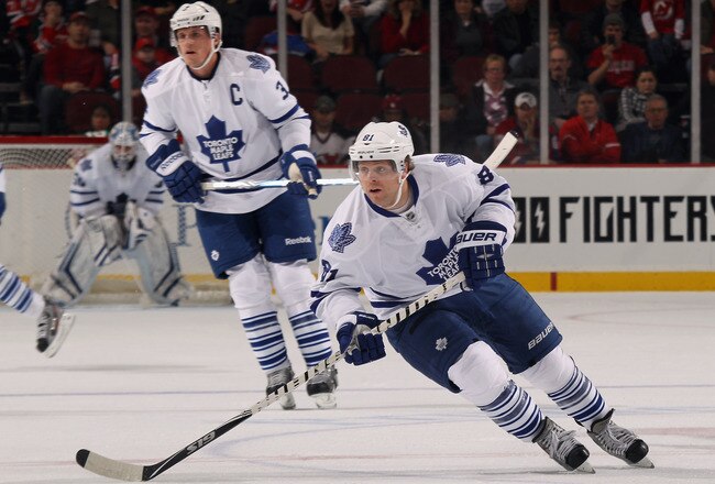 NEWARK, NJ - NOVEMBER 02:  Phil Kessel #81 of the Toronto Maple Leafs skates against the New Jersey Devils at the Prudential Center on November 2, 2011 in Newark, New Jersey. The Leafs defeated the Devils 5-3.  (Photo by Bruce Bennett/Getty Images)