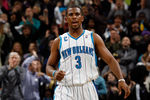 NEW ORLEANS, LA - JANUARY 02:  Chris Paul #3 of the New Orleans Hornets celebrates after defeating  the Houston Rockets 95-99 at the New Orleans Arena on January 2, 2010 in New Orleans, Louisiana.  NOTE TO USER: User expressly acknowledges and agrees that, by downloading and/or using this Photograph, User is consenting to the terms and conditions of the Getty Images License Agreement.  (Photo by Chris Graythen/Getty Images)